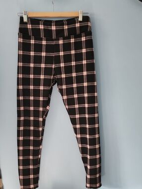 SO Black Leggings with Pink Plaid Size XL 14/16